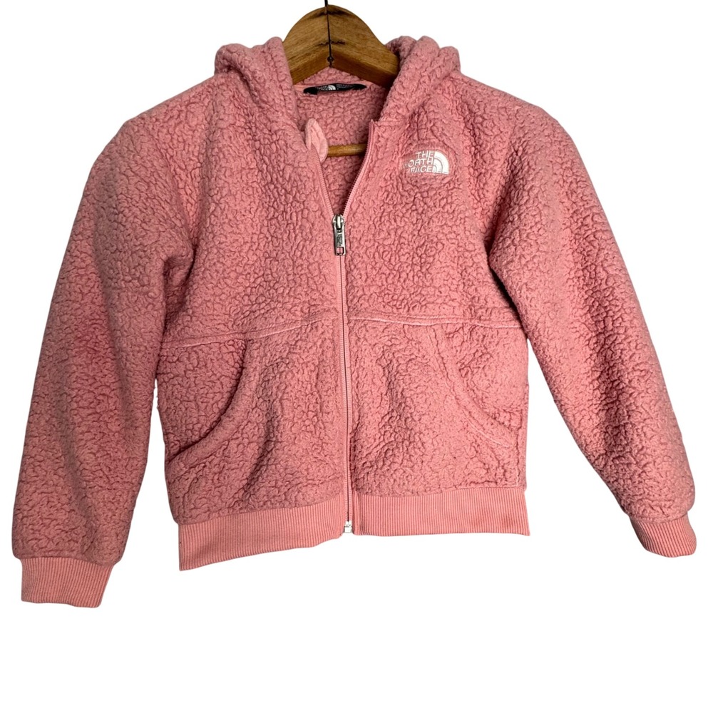 The North Face Kids Pink‎ Sherpa Fleece Full Zip Hoodie Jacket Size 7